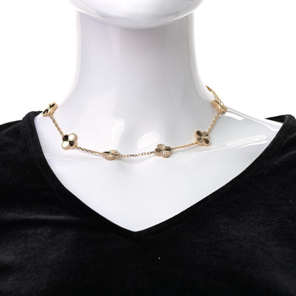 Van Cleef & Arpels 18K Yellow Gold 10 Motifs Guilloche Vintage Alhambra Necklace 2 of 6
