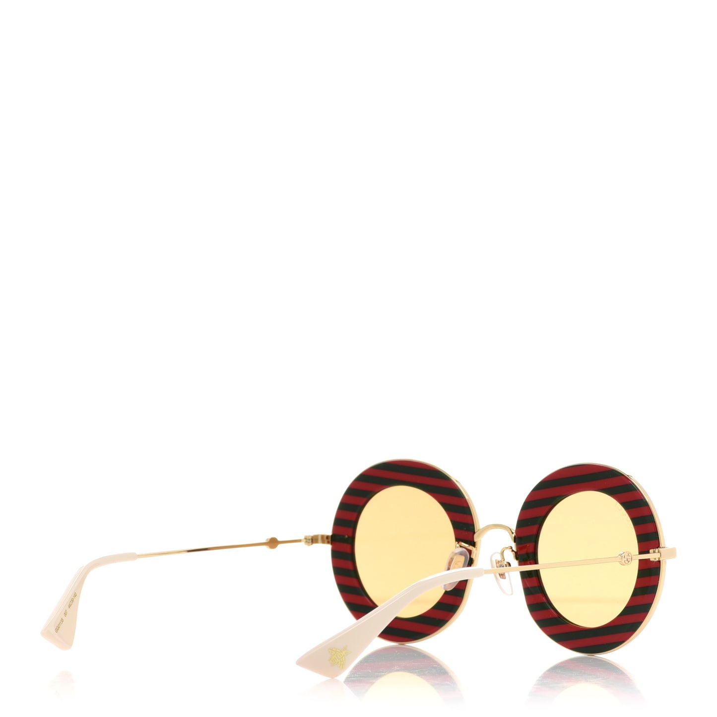 Metal Acetate Striped Maison Del'Amour Round Frame Sunglasses GG0113S Red Green