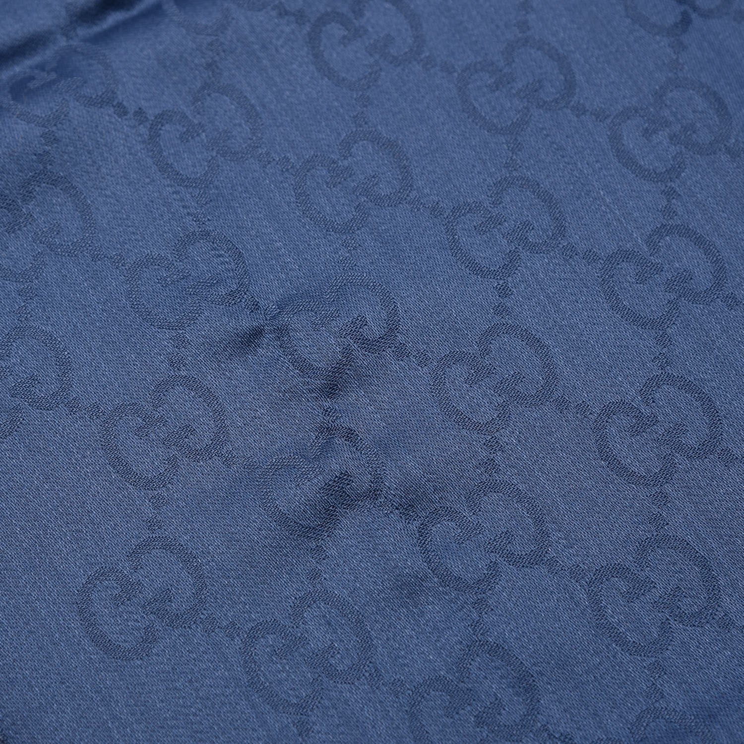 Gucci Wool Silk GG Monogram GGNat Scarf Blue 6 of 6