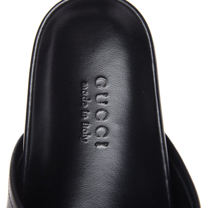 Gucci Calfskin Bee Star Embroidered Mens Horsebit River Slippers 10 Black 6 of 8