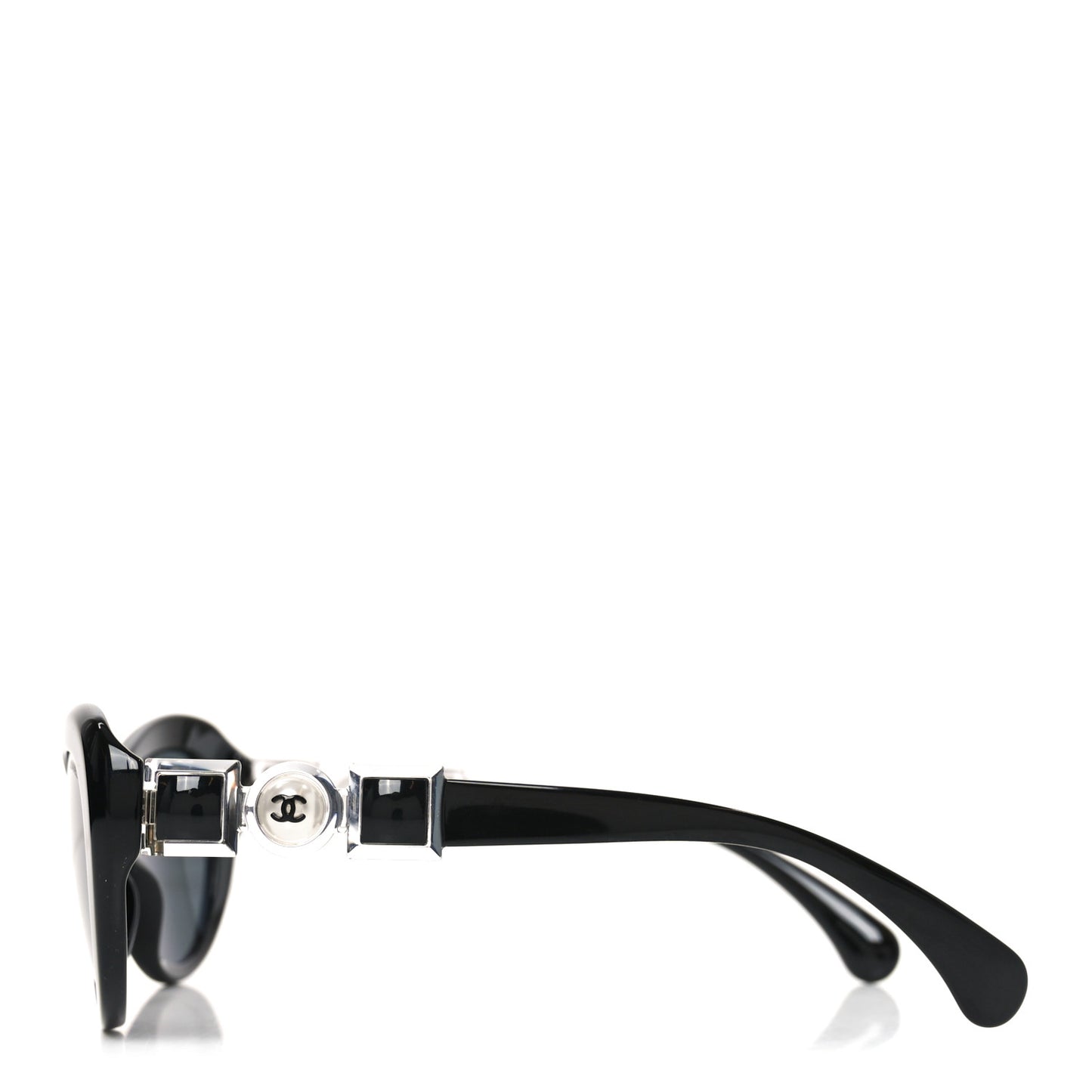 Acetate Glass Pearls Cat Eye Sunglasses 5443-H Black