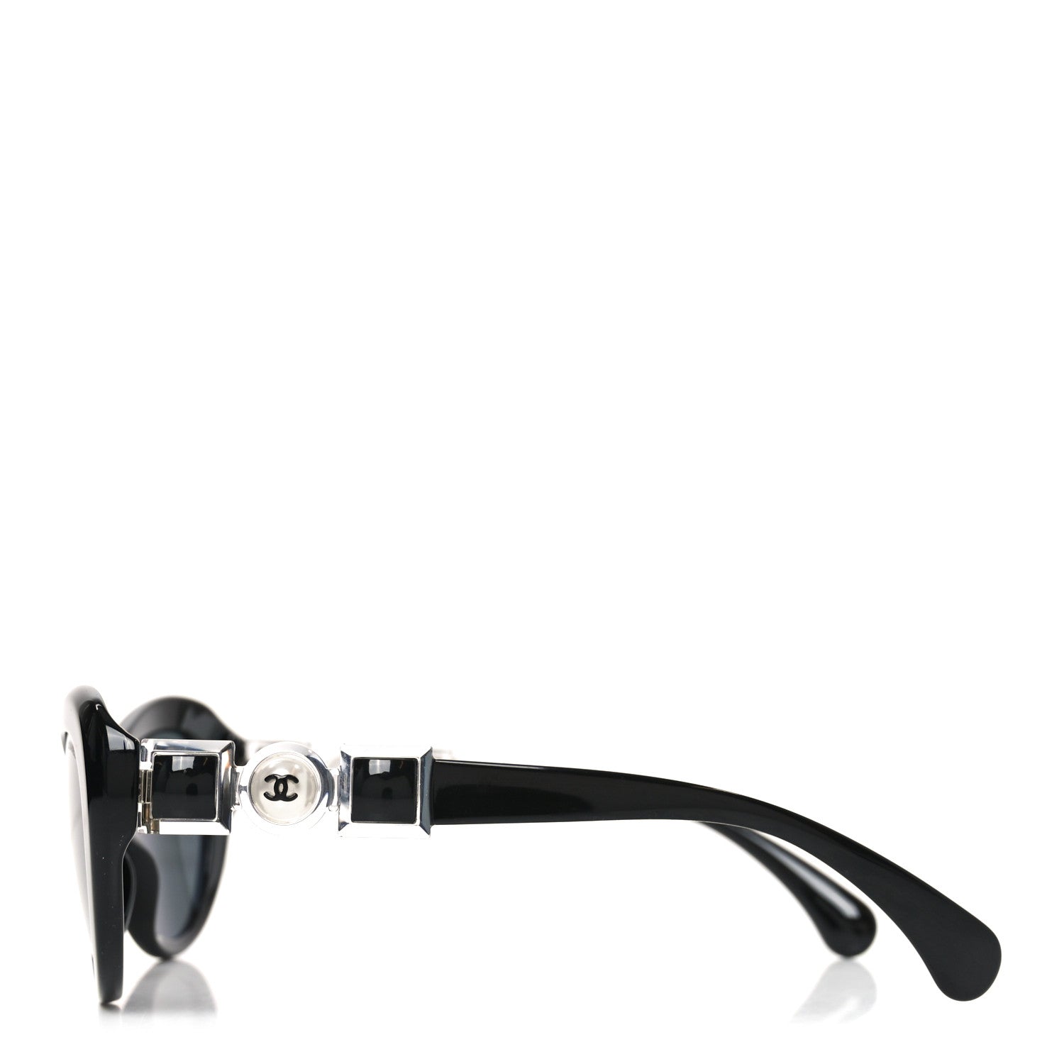 Chanel Acetate Glass Pearls Cat Eye Sunglasses 5443-H Black 3 of 7