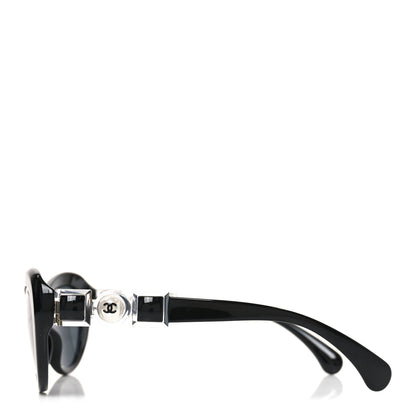 Chanel Acetate Glass Pearls Cat Eye Sunglasses 5443-H Black 3 of 7