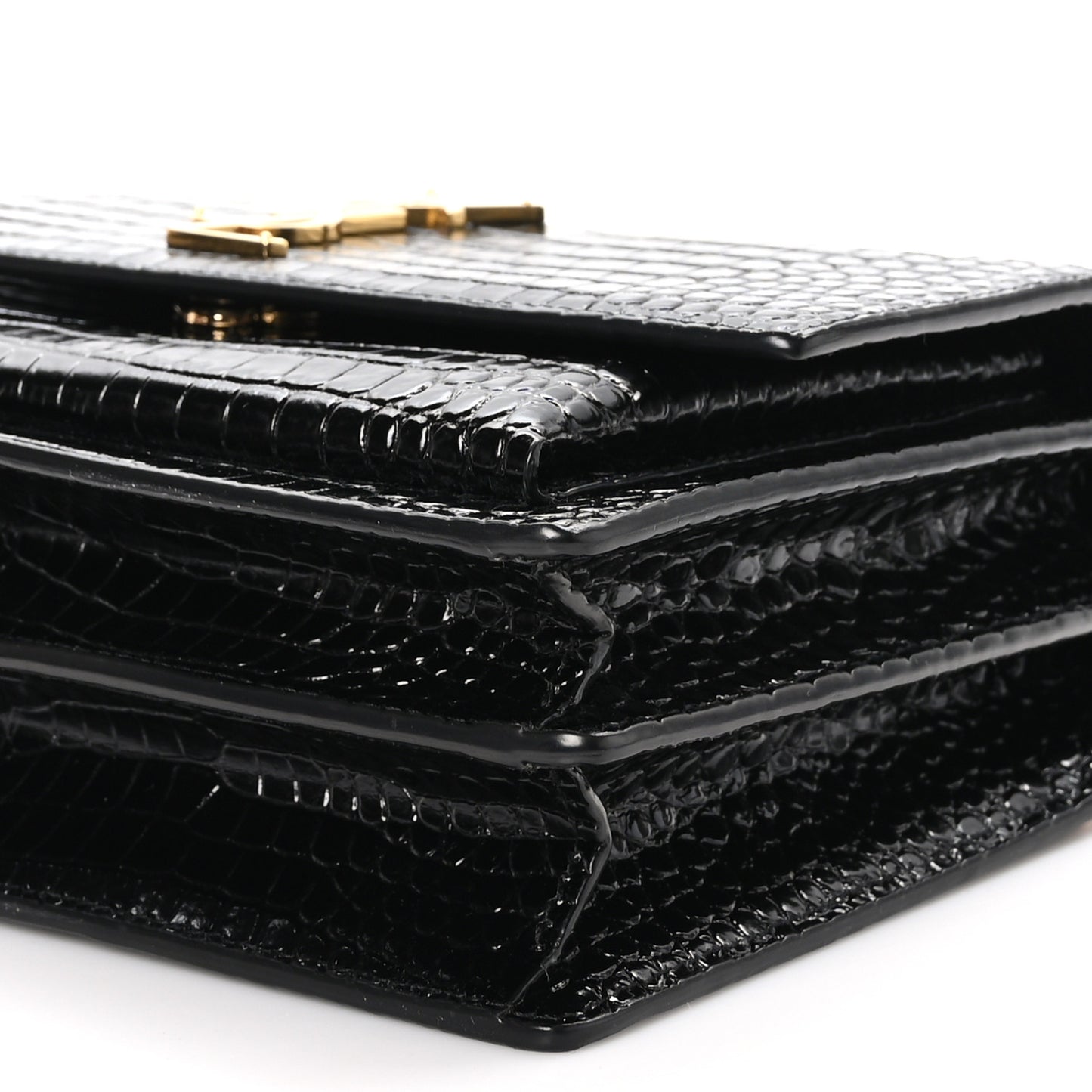 Calfskin Crocodile Embossed Medium Monogram Sunset Black
