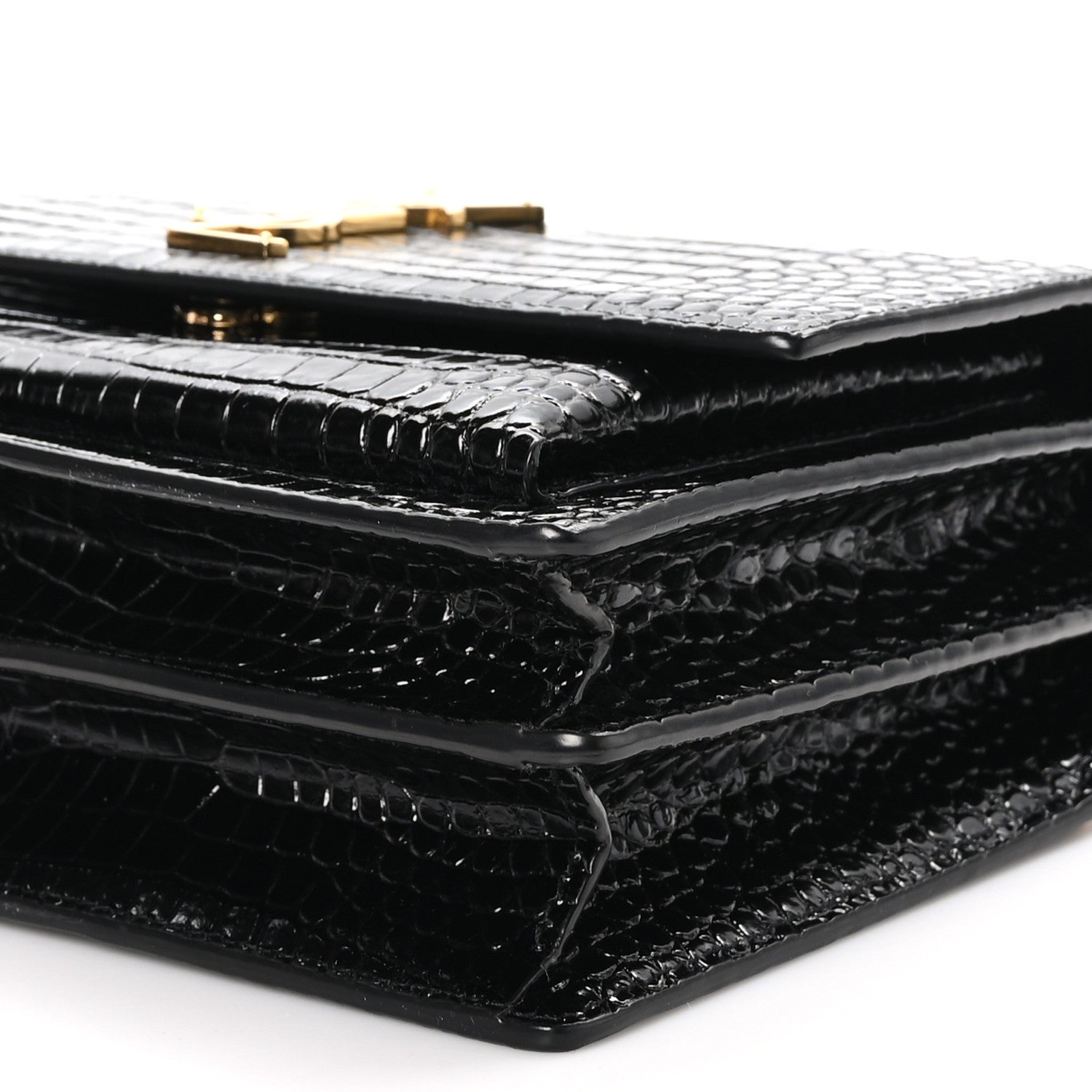 Saint Laurent Calfskin Crocodile Embossed Medium Monogram Sunset Black 11 of 11