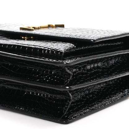 Saint Laurent Calfskin Crocodile Embossed Medium Monogram Sunset Black 11 of 11