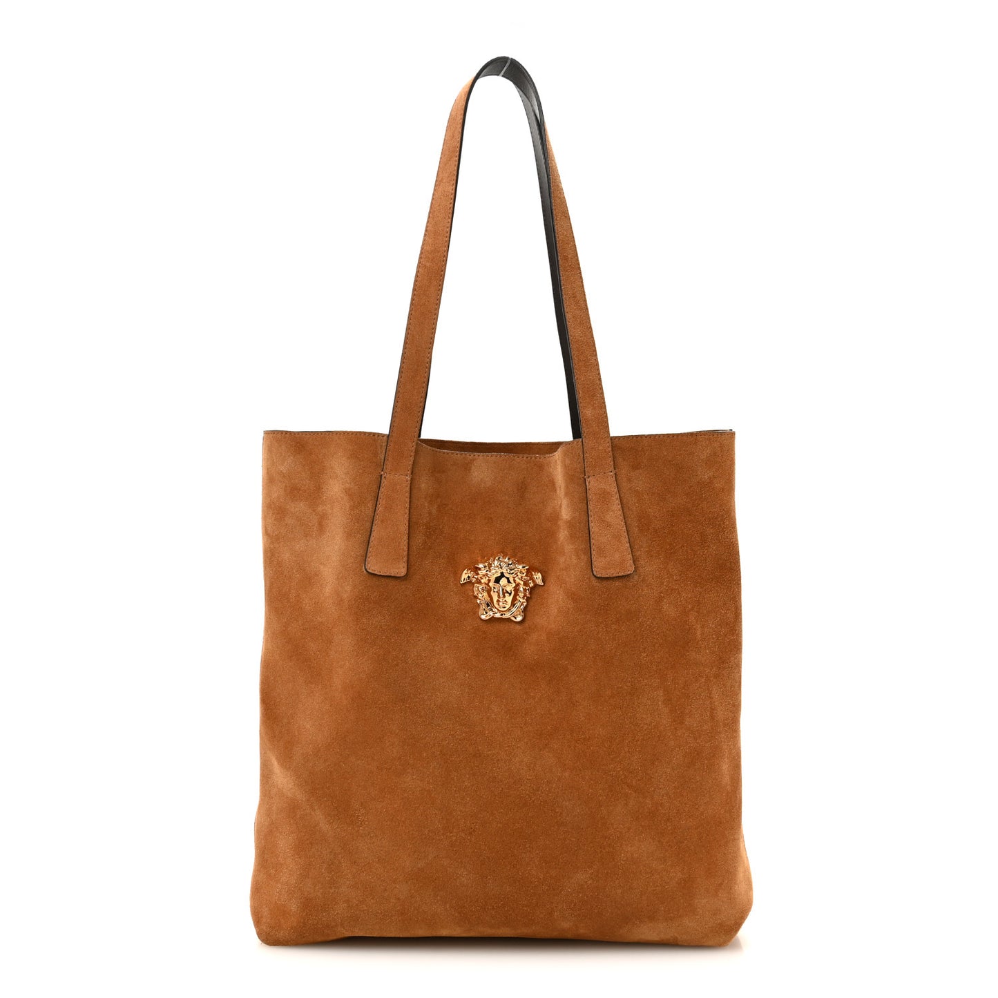 Suede La Medusa Tote Bag  Cognac