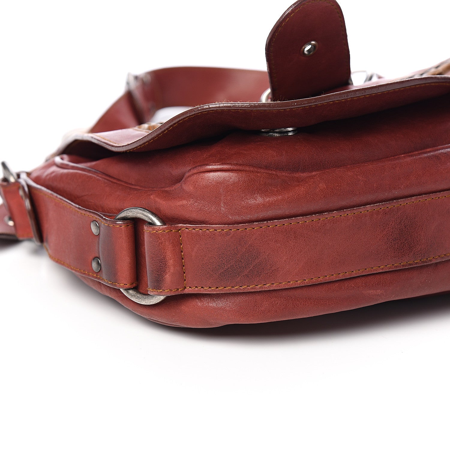 Christian Dior Calfskin Medium Gaucho Double Saddle Bag Red 9 of 13