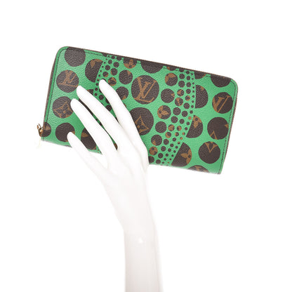 Louis Vuitton Monogram Kusama Pumpkin Dots Zippy Wallet Green 2 of 7