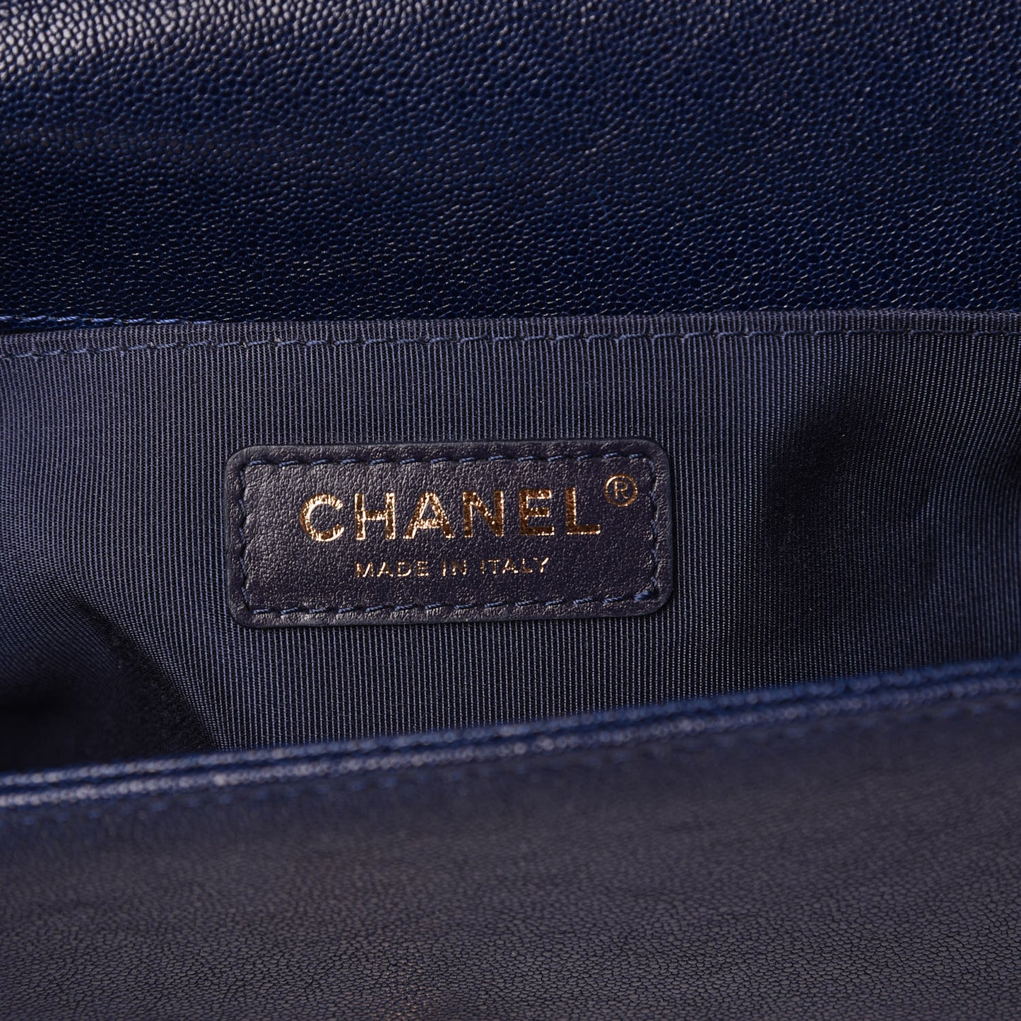 Caviar Quilted Medium Boy Flap Dark Blue