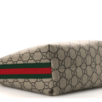 Gucci GG Supreme Monogram Textured Calfskin Web Super Mini Ophidia Shoulder Bag Beige Ebony New Acero 9 of 11