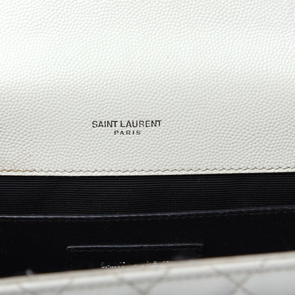 Saint Laurent Grain De Poudre Textured Mixed Matelasse Medium Triquilt Monogram Satchel Porcellana 5 of 14