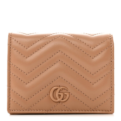 Gucci Calfskin Matelasse Monochrome GG Marmont Card Case Wallet Camelia 1 of 8