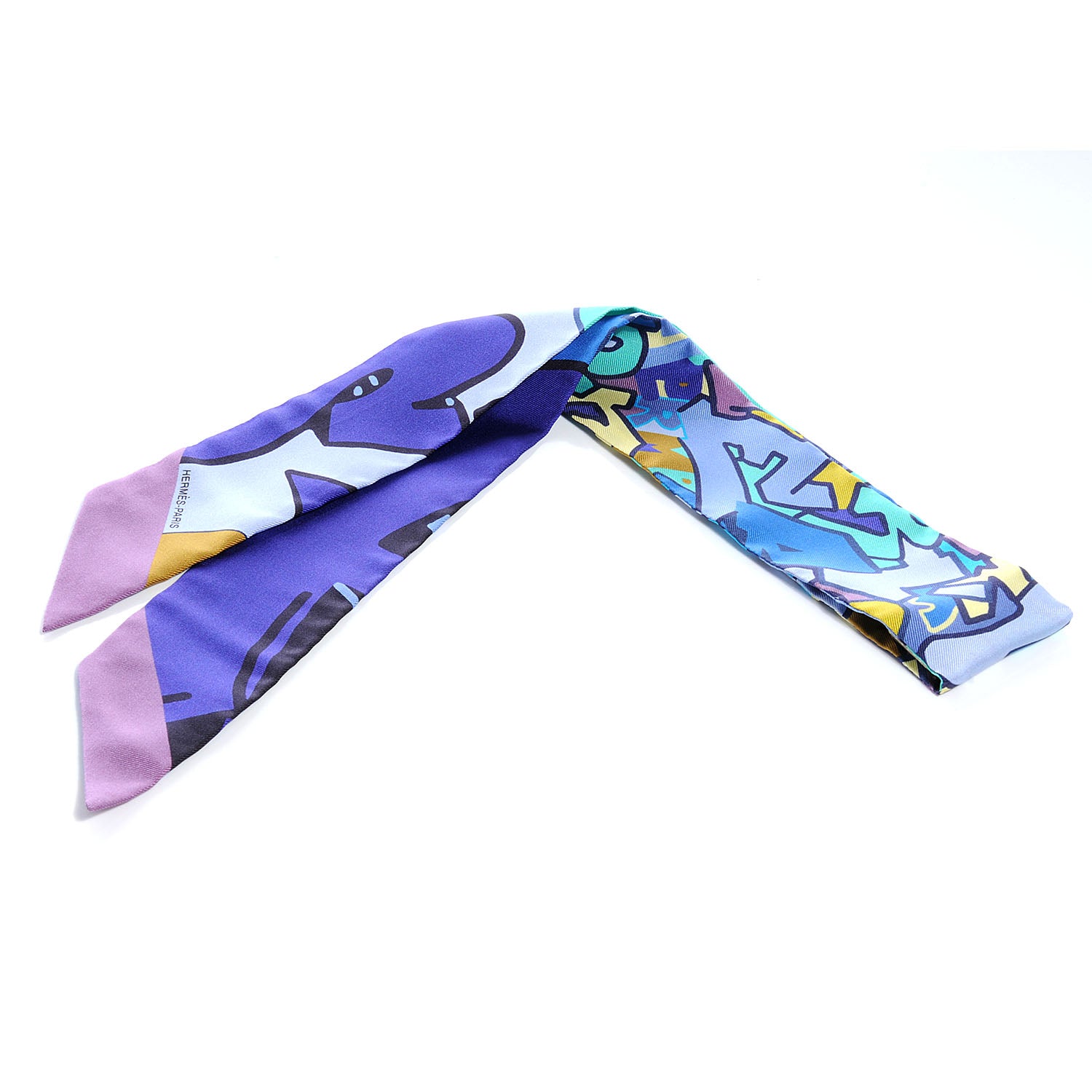 Hermes Silk Graff Twilly Boise De Rose Bleu 1 of 5