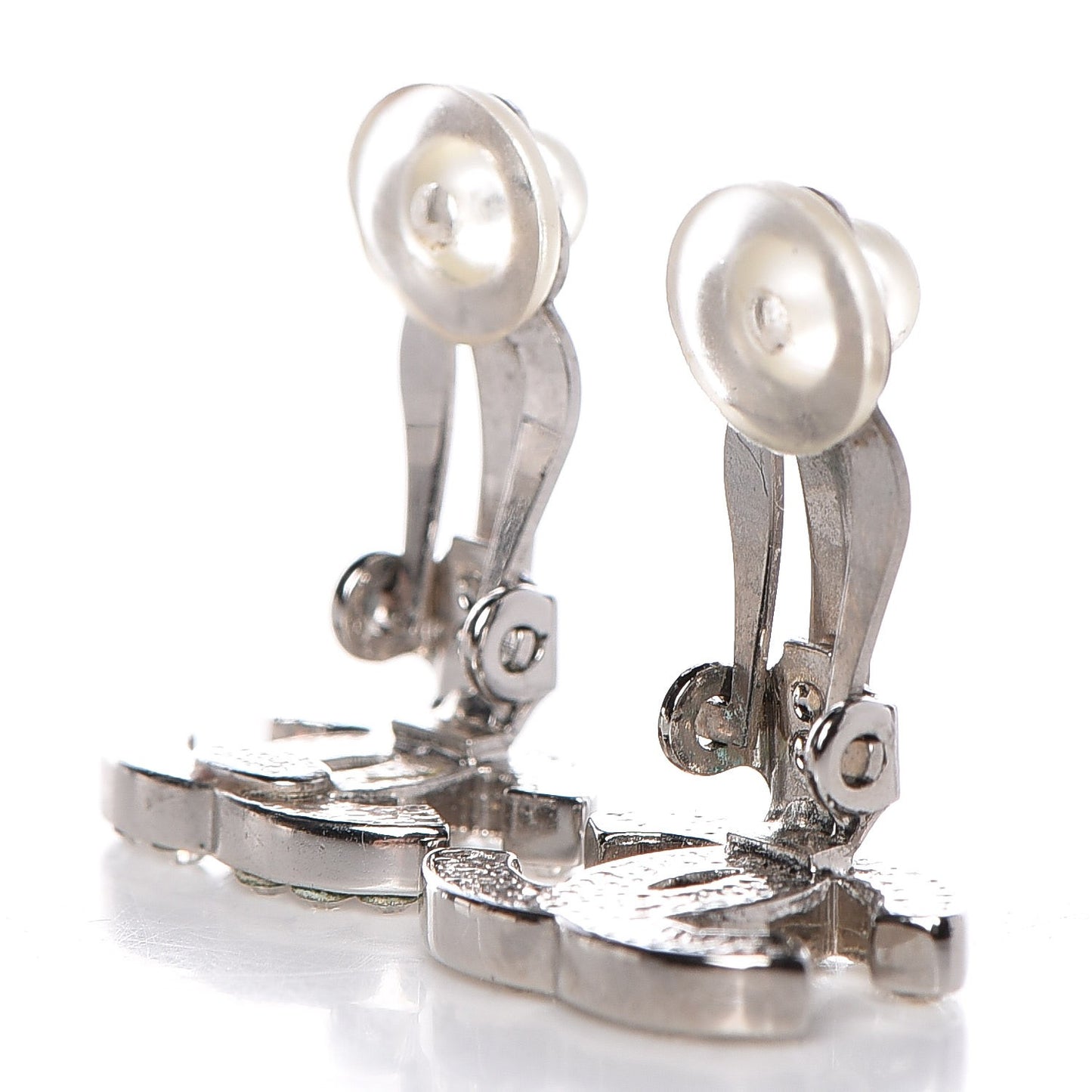 Crystal CC Clip On Earrings Silver