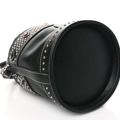 Saint Laurent Smooth Calfskin Studded Small Bahia Drawstring Bucket Bag Black Multicolor 8 of 9