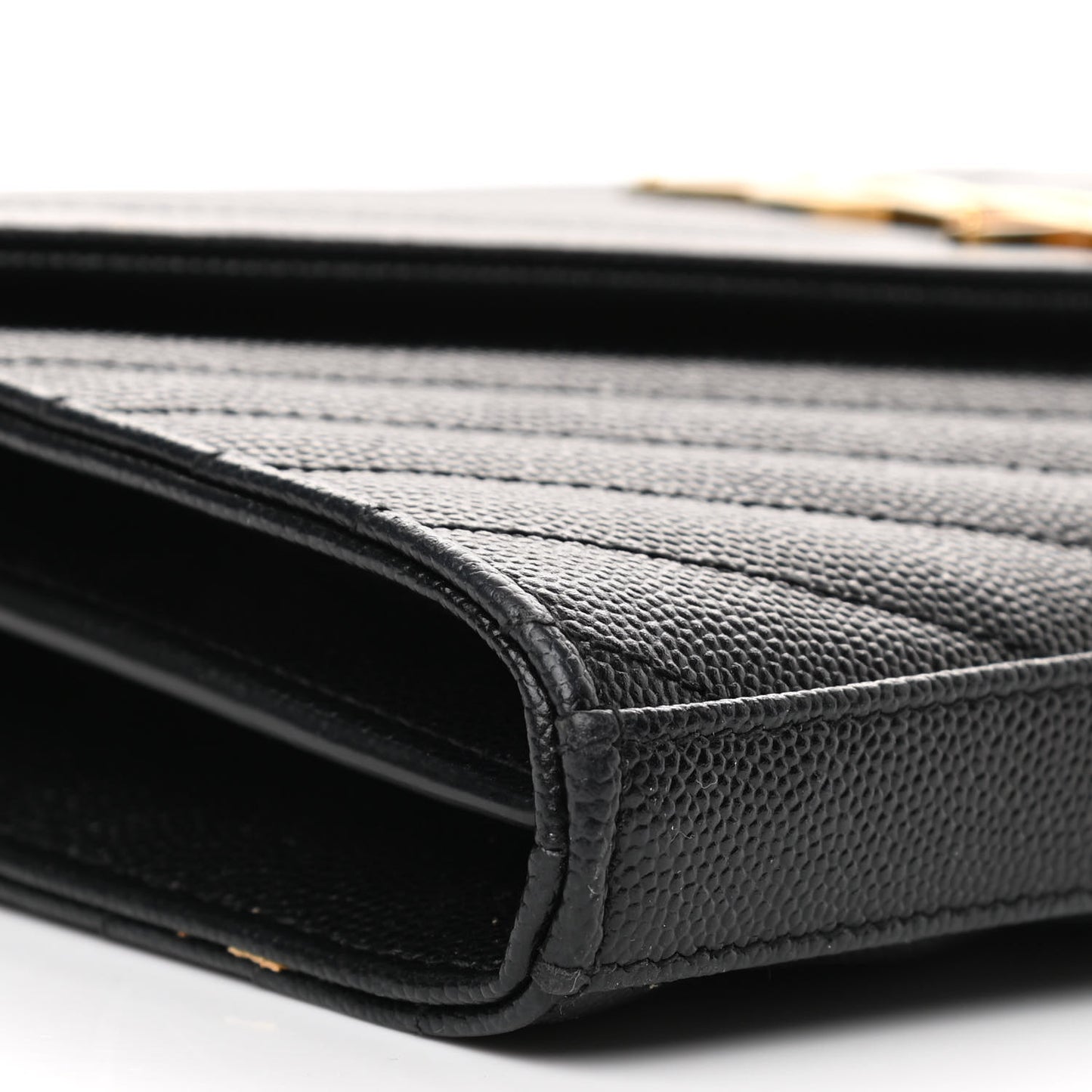 Grain De Poudre Matelasse Chevron Monogram Chain Wallet Black