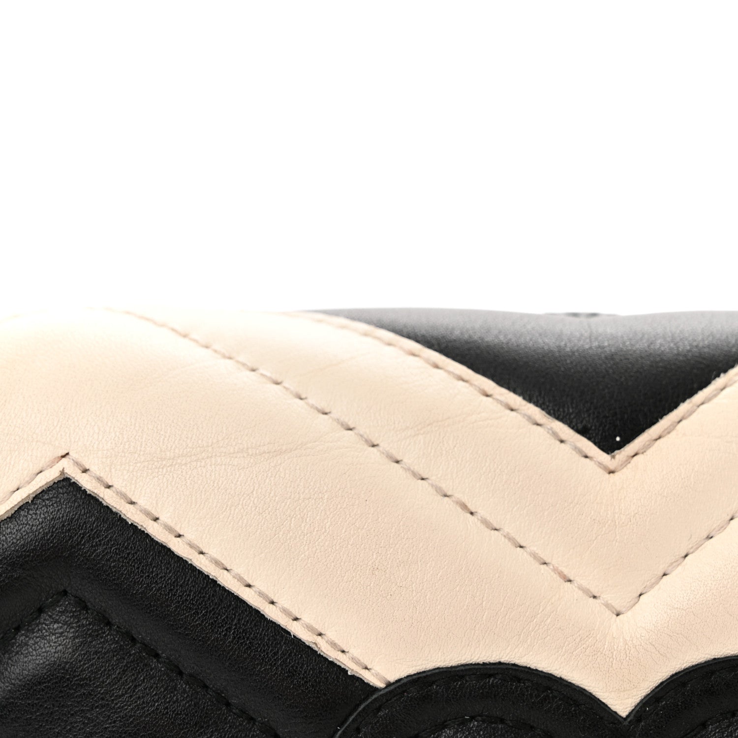 Gucci Calfskin Matelasse Super Mini GG Marmont Shoulder Bag Black White 14 of 16