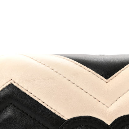 Gucci Calfskin Matelasse Super Mini GG Marmont Shoulder Bag Black White 14 of 16