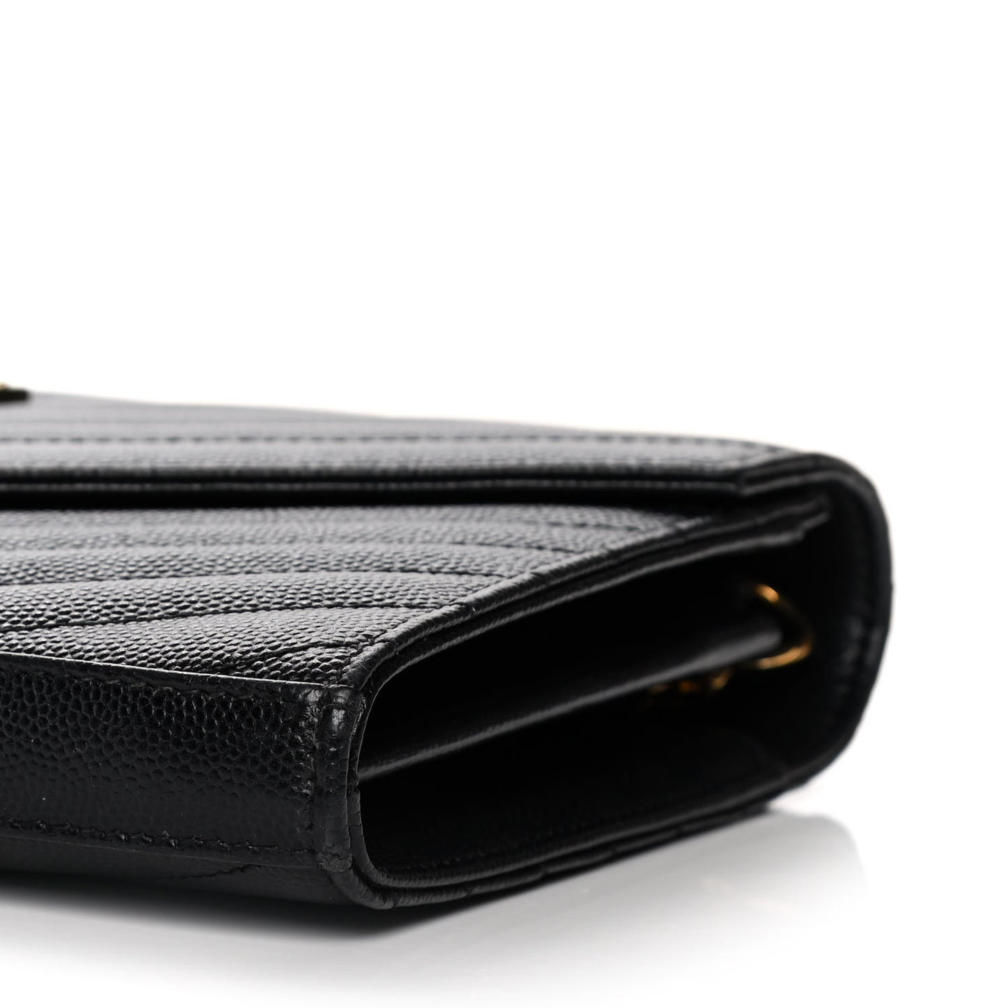 Grain De Poudre Matelasse Chevron Monogram Chain Wallet Black