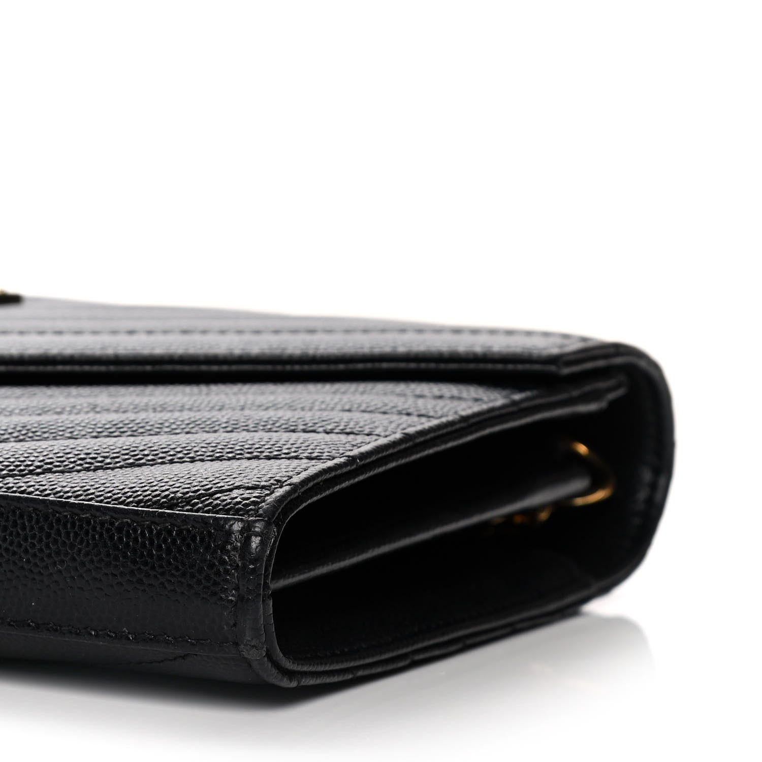 Saint Laurent Grain De Poudre Matelasse Chevron Monogram Chain Wallet Black 9 of 16
