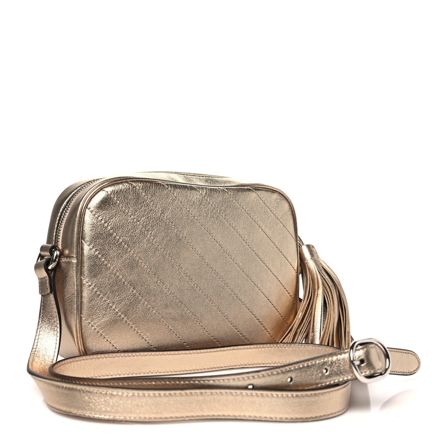 Gucci Metallic Sakai Be Green Calfskin Diagonal Stitched Small Blondie Shoulder Bag Golden Beige 3 of 9
