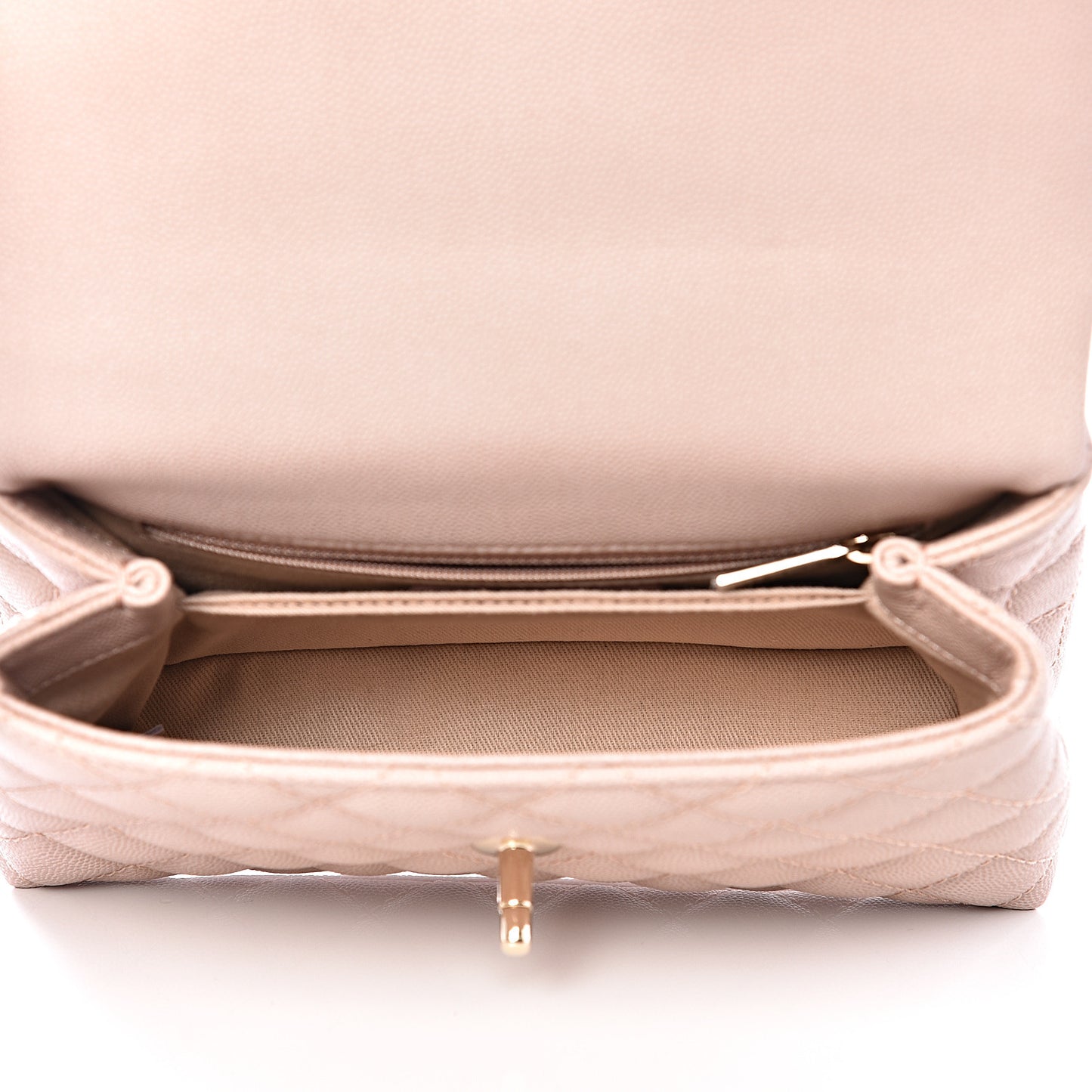 Caviar Quilted Mini Coco Handle Flap Beige