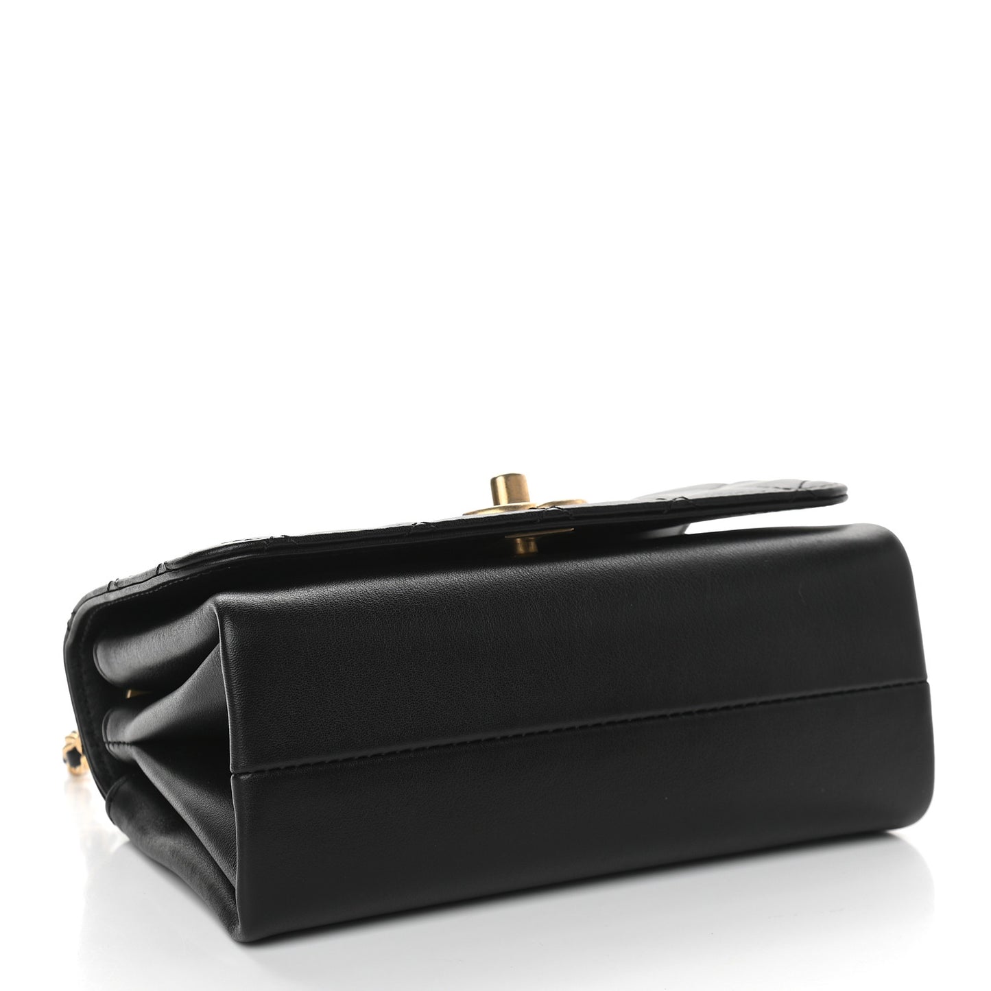 Calfskin Quilted Pearl Jewel Chain Flap Black