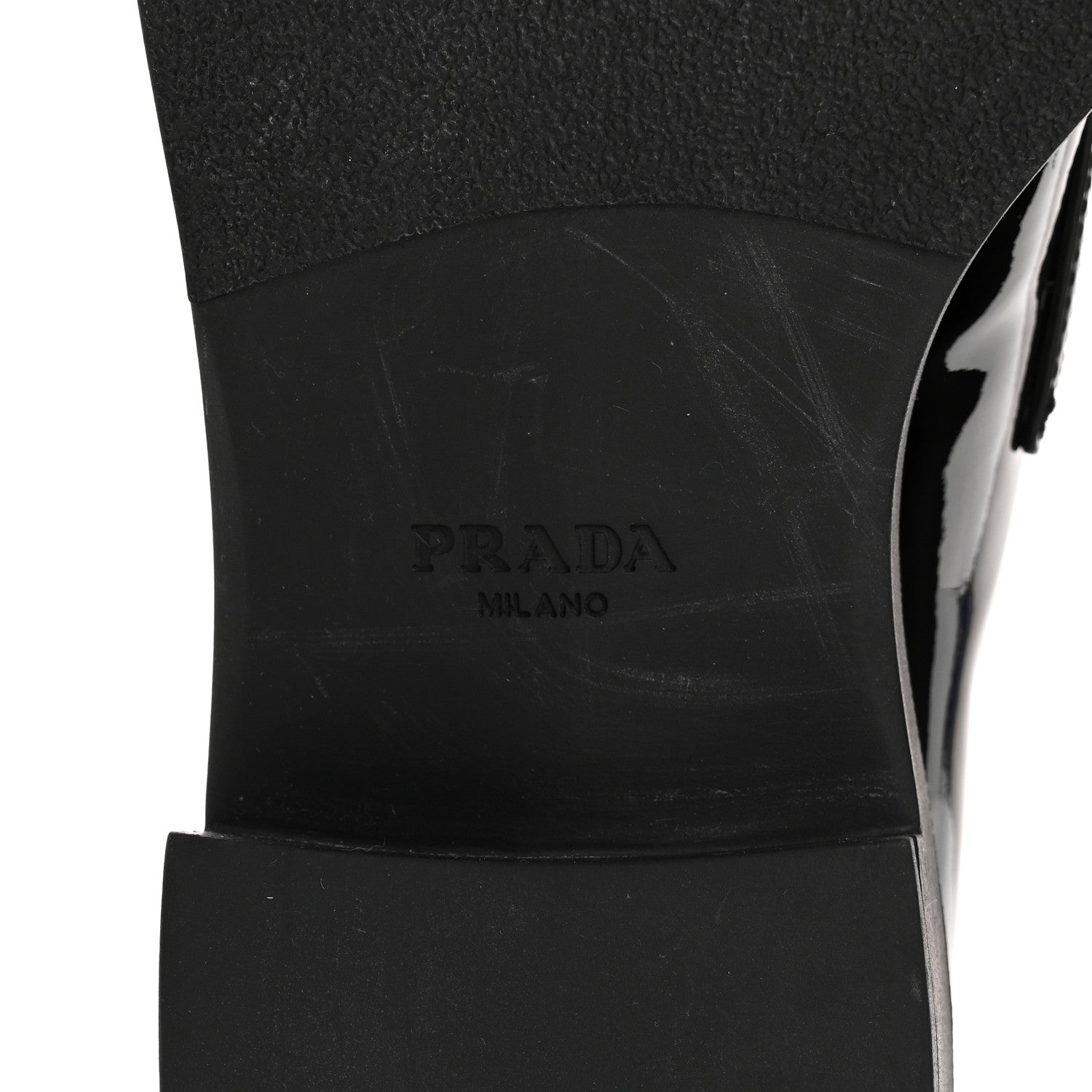 Prada Vernice Metal Triangle Logo 50mm Loafers 39.5 Black 8 of 10