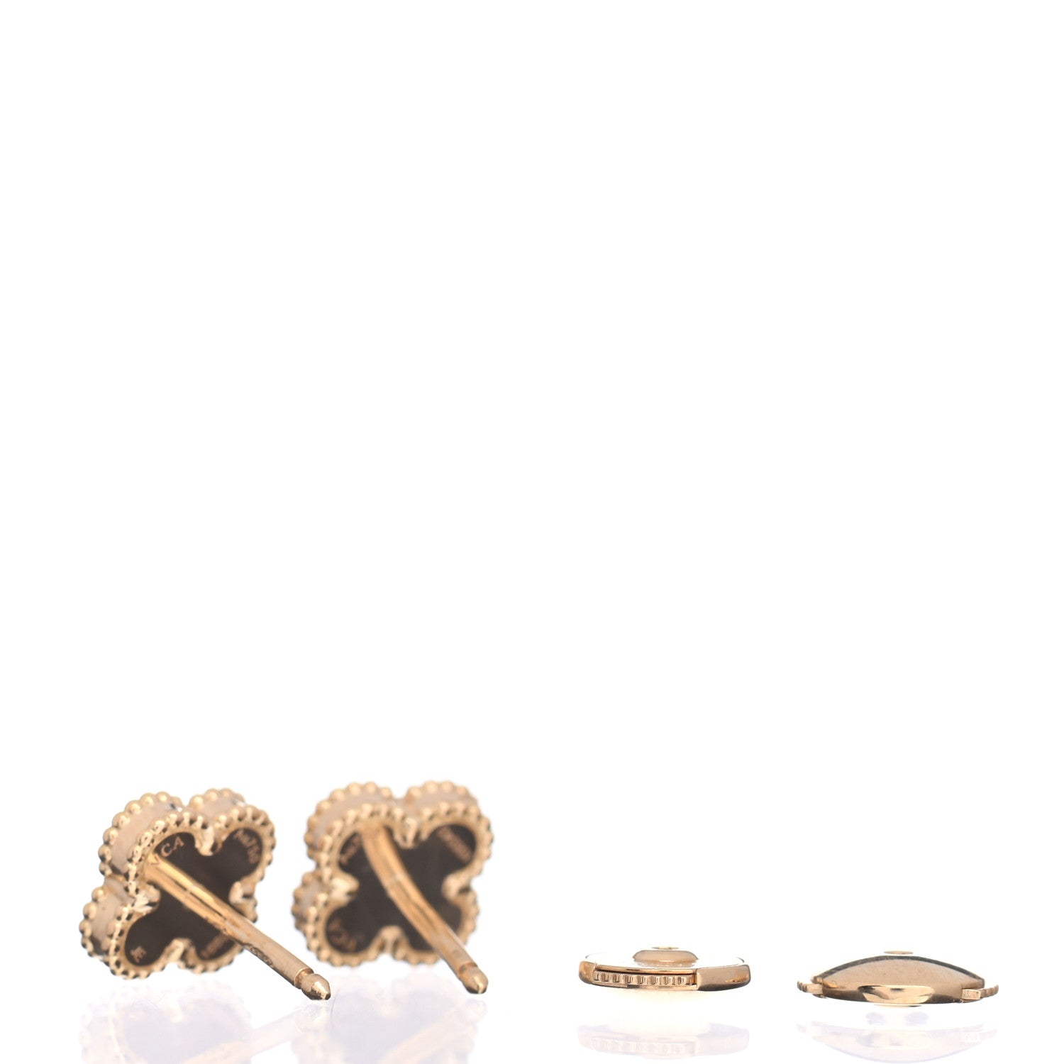 Van Cleef & Arpels 18K Yellow Gold Black Onyx Sweet Alhambra Earrings 3 of 5