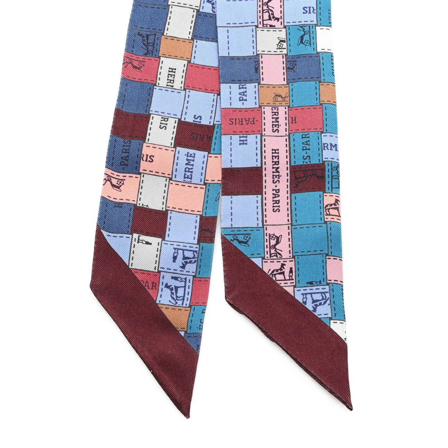 Hermes Silk Bolduc Au Carre Twilly Ciel Cobalt Bordeaux 1782403