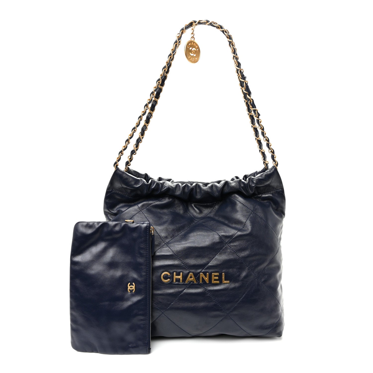 Chanel Shiny Calfskin Quilted Small Chanel 22 Navy 3 of 11