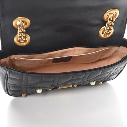 Gucci Calfskin Matelasse Studded Mini Pearly GG Marmont Shoulder Bag Black 5 of 7