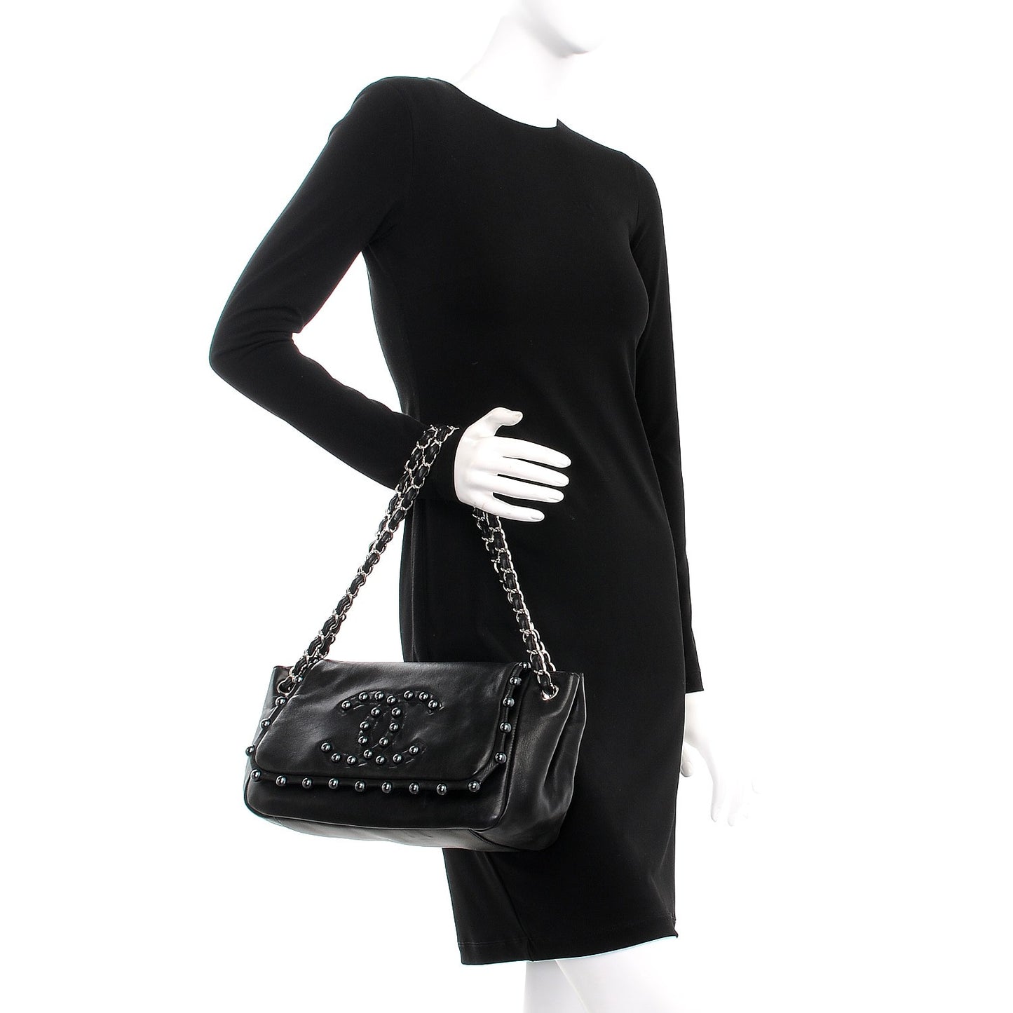 Lambskin Pearl Obsession Flap Black