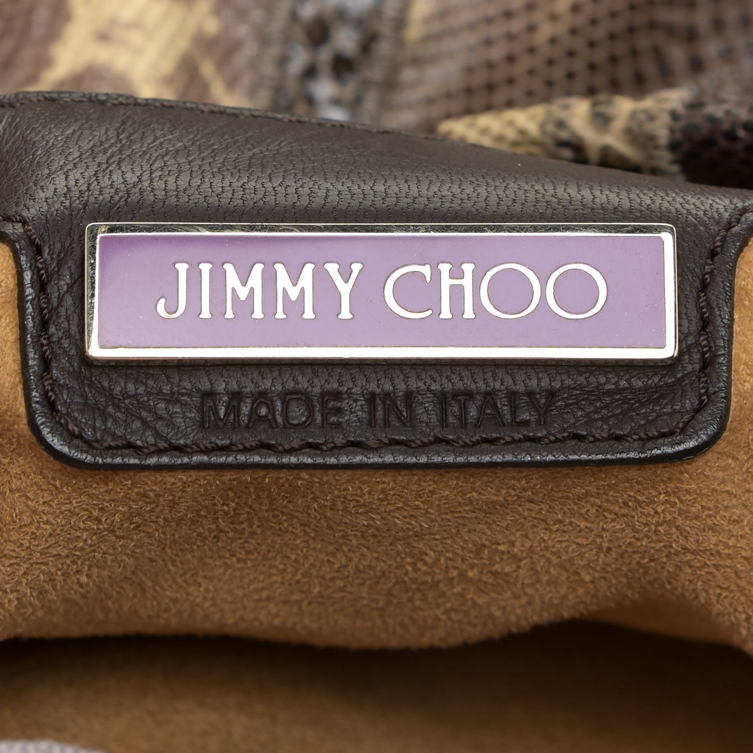 Jimmy Choo Snakeskin Patchwork Medium Saba Hobo Brown 6 of 12
