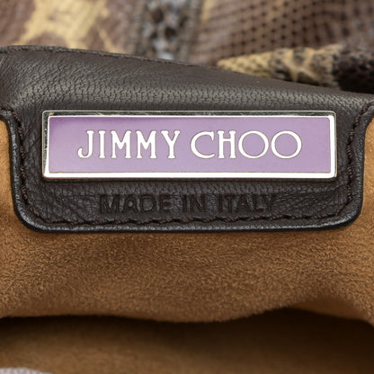 Jimmy Choo Snakeskin Patchwork Medium Saba Hobo Brown 6 of 12