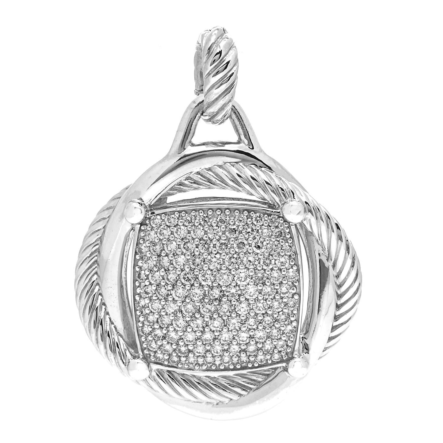 Sterling Silver Diamond 32mm Large Infinity Pendant