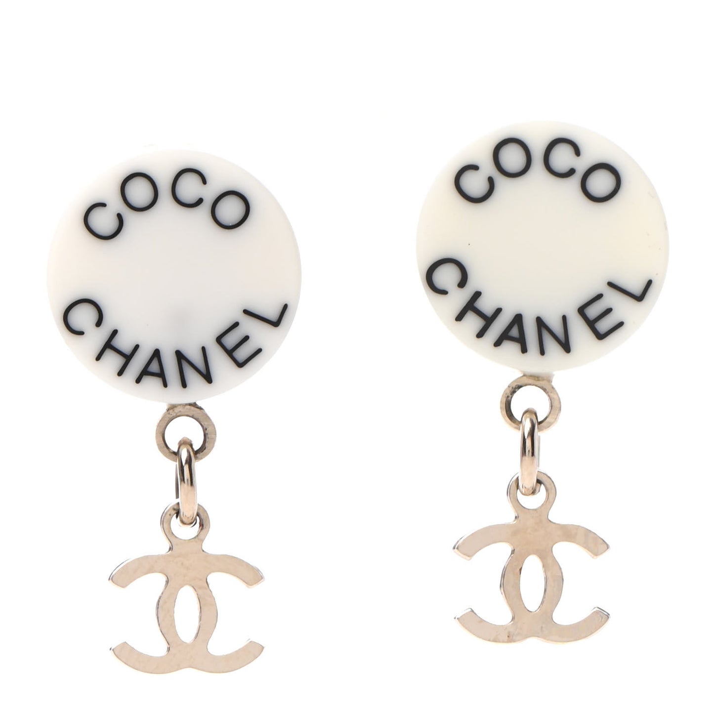 Resin Coco CC Drop Earrings Gold