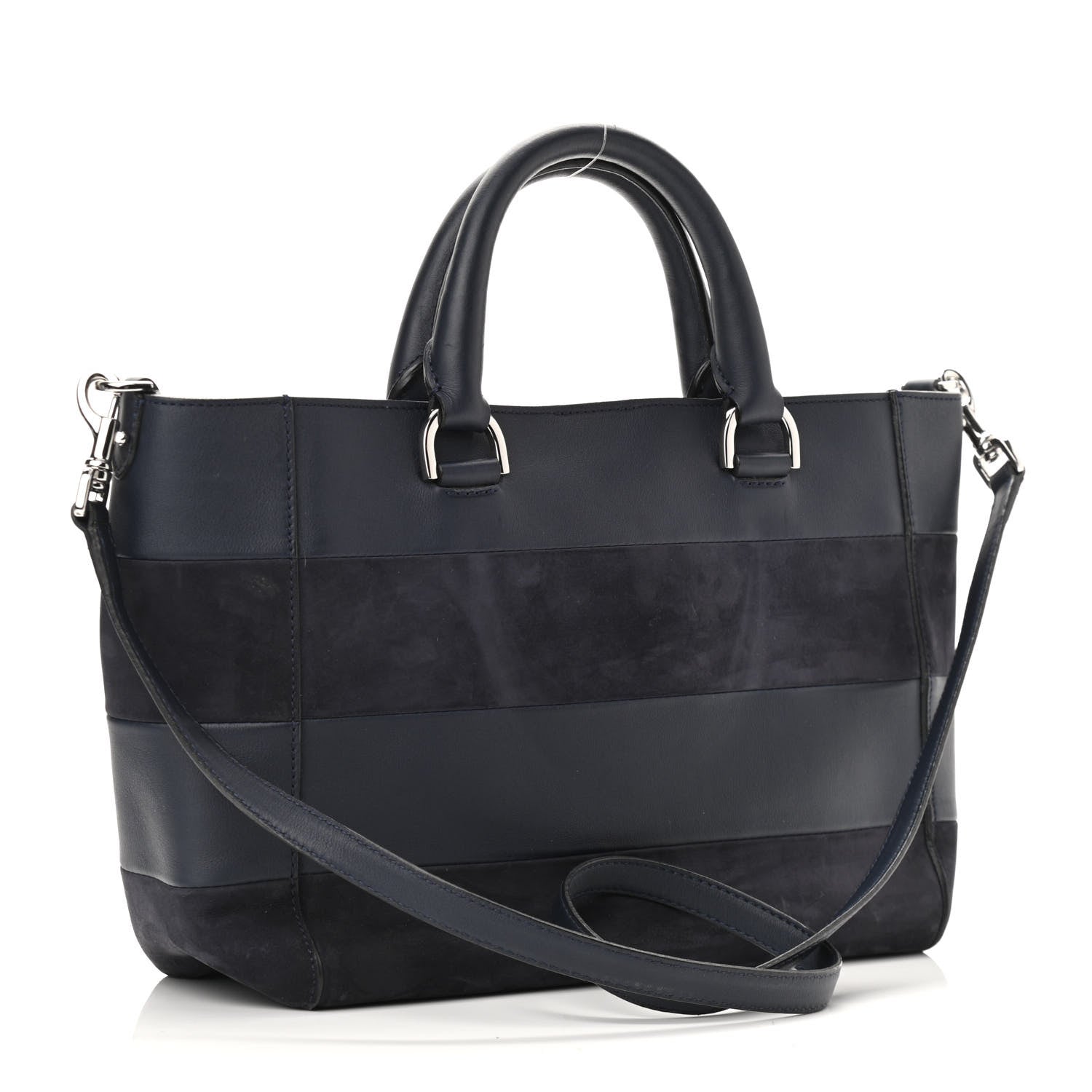 Mulberry Silky Calf Nubuck Stripe Small Willow Tote Midnight Blue 2 of 10