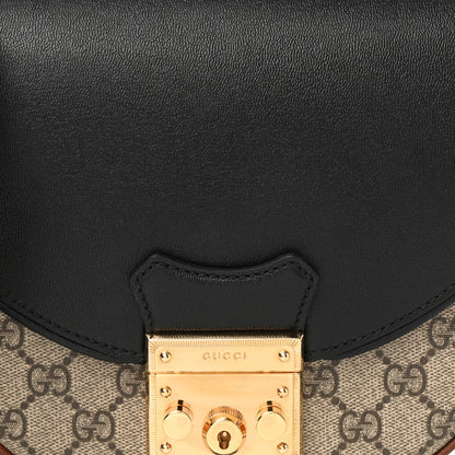 Gucci GG Supreme Monogram Calfskin Small Padlock Messenger Shoulder Bag Beige Black Cuir 8 of 10