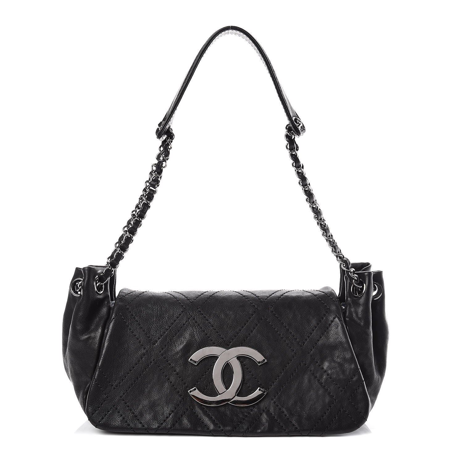 Chanel Calfskin Diamond Stitch Accordion Flap Black 1 of 9
