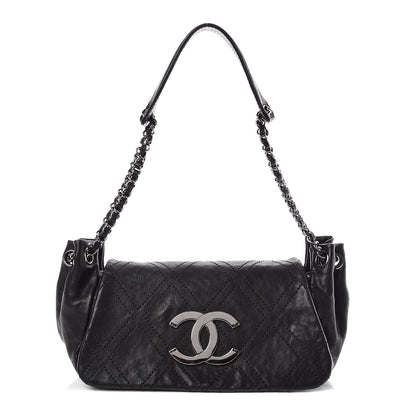 Chanel Calfskin Diamond Stitch Accordion Flap Black 1 of 9