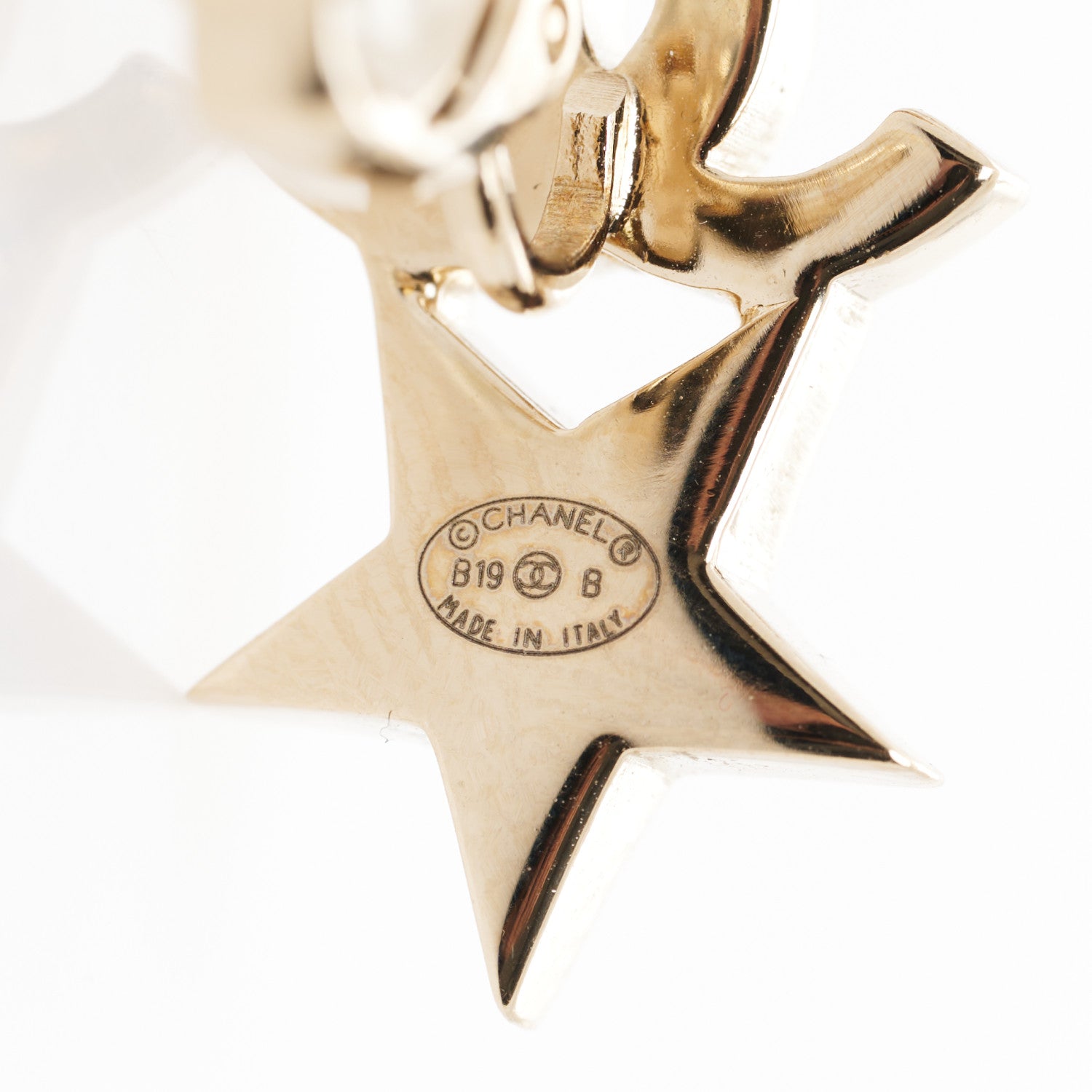 Chanel Crystal CC Star Heart Clip On Earrings Gold 4 of 5