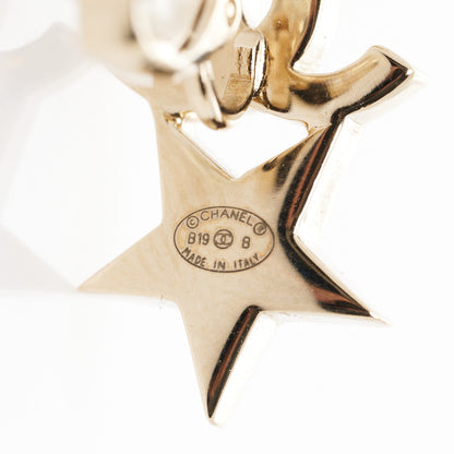 Chanel Crystal CC Star Heart Clip On Earrings Gold 4 of 5