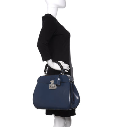 Gucci Regent Calfskin Bamboo Large Lady Lock Top Handle Bag Caspian 2 of 11