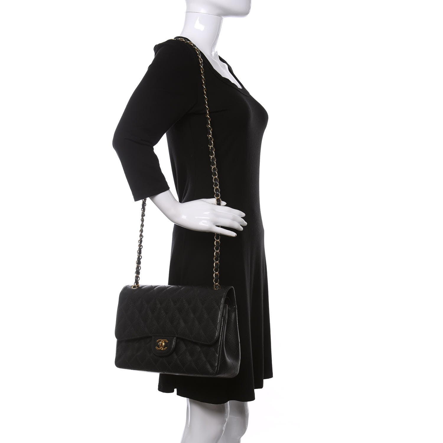 Chanel Caviar Quilted Jumbo Double Flap Black 2 of 9