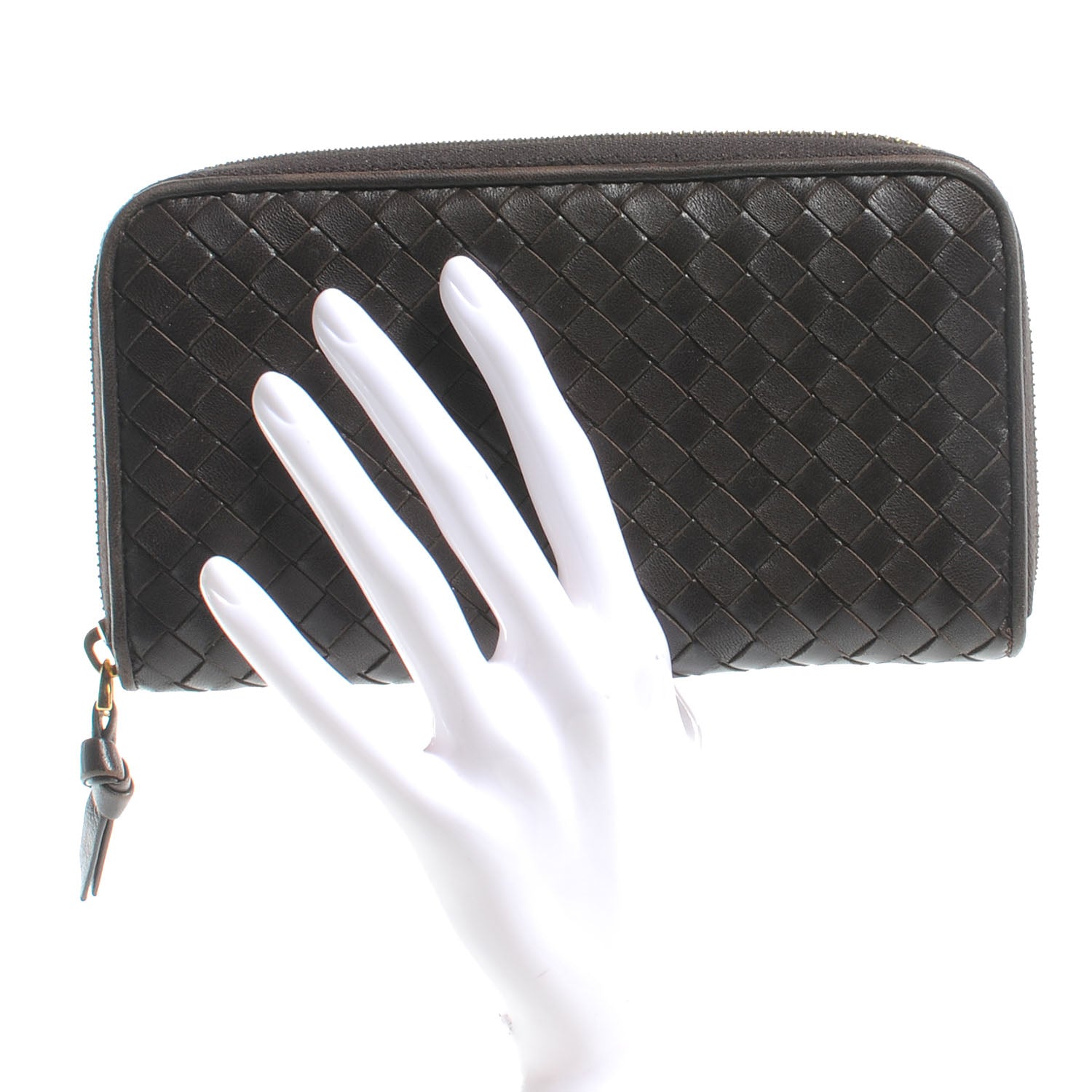 Bottega Veneta Nappa Intrecciato Zip Around Wallet Ebano 2 of 9