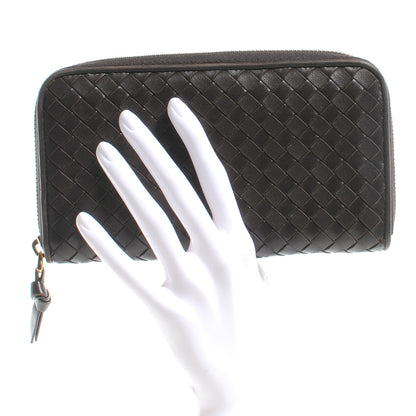 Bottega Veneta Nappa Intrecciato Zip Around Wallet Ebano 2 of 9