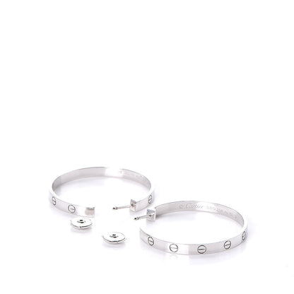 Cartier 18K White Gold Large LOVE Hoop Earrings 3 of 9