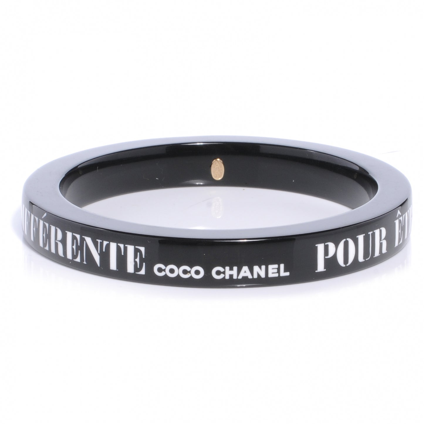 Resin Coco French Quote Bangle Black